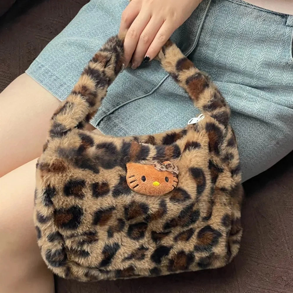 Hello Kitty Plush Handbag Leopard