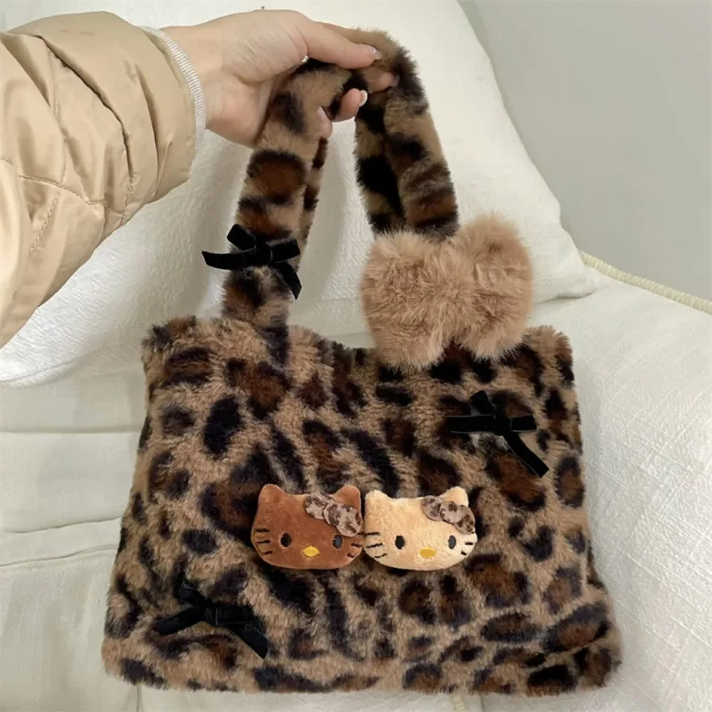 Hello Kitty Plush Handbag Leopard