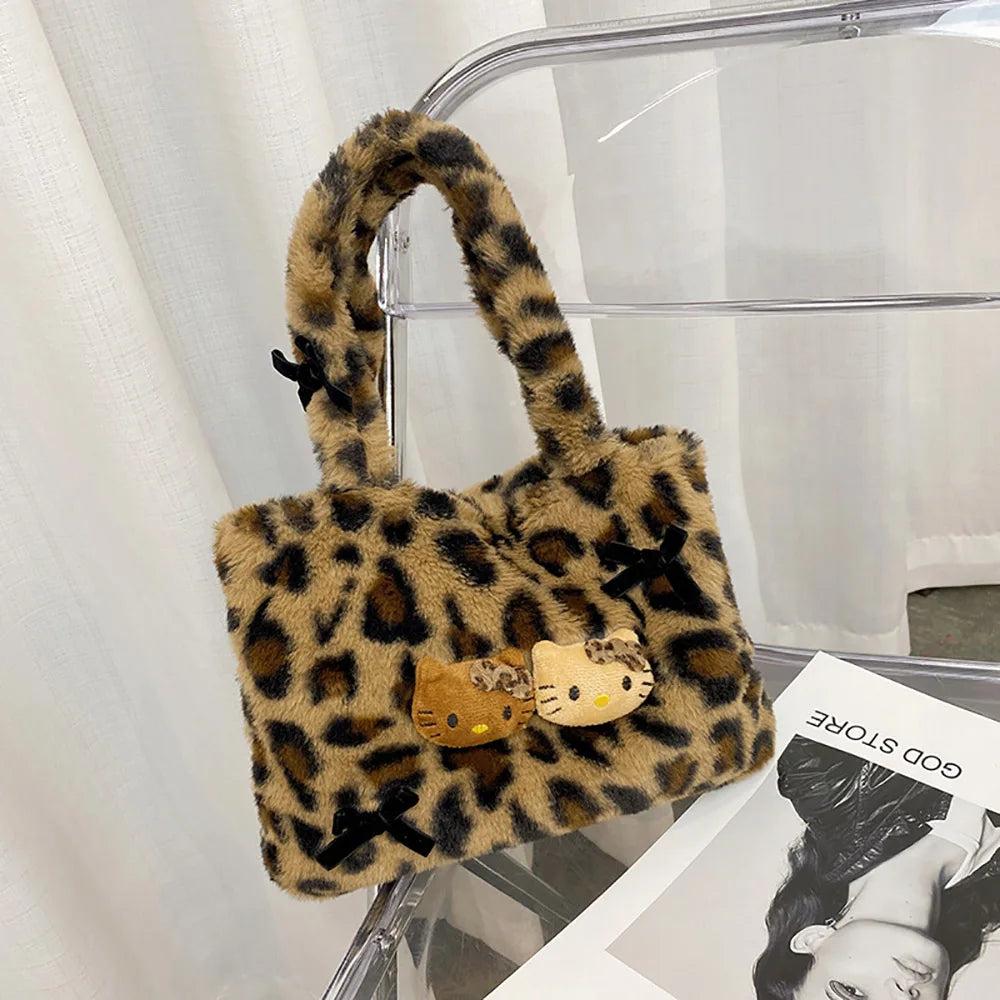 Hello Kitty Plush Handbag Leopard