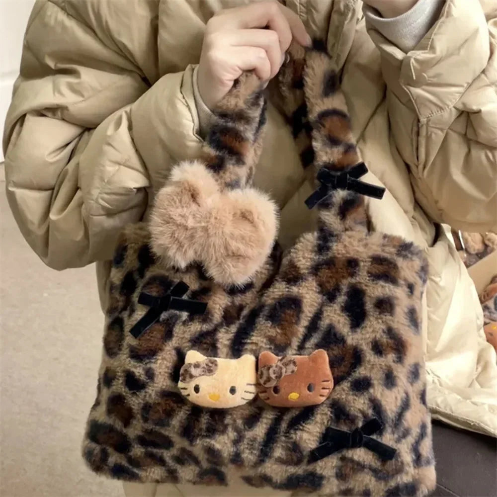 Hello Kitty Plush Handbag Leopard