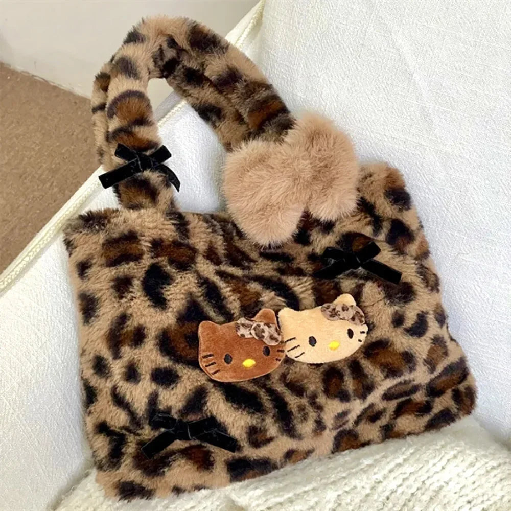 Hello Kitty Plush Handbag Leopard